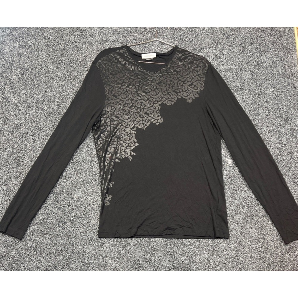 Versace Collection Shirt Womens Medium Black Viscose Long Sleeve Tee Designer